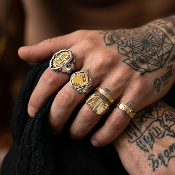 Men's Geometric Asymmetric Ring Set — Punk Hip-Hop Style