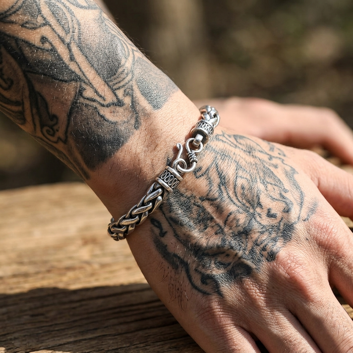 Men's Geometric Woven Punk Bracelet – Electroplated Alloy Bangle