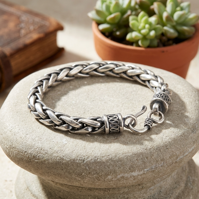 Men's Geometric Woven Punk Bracelet – Electroplated Alloy Bangle