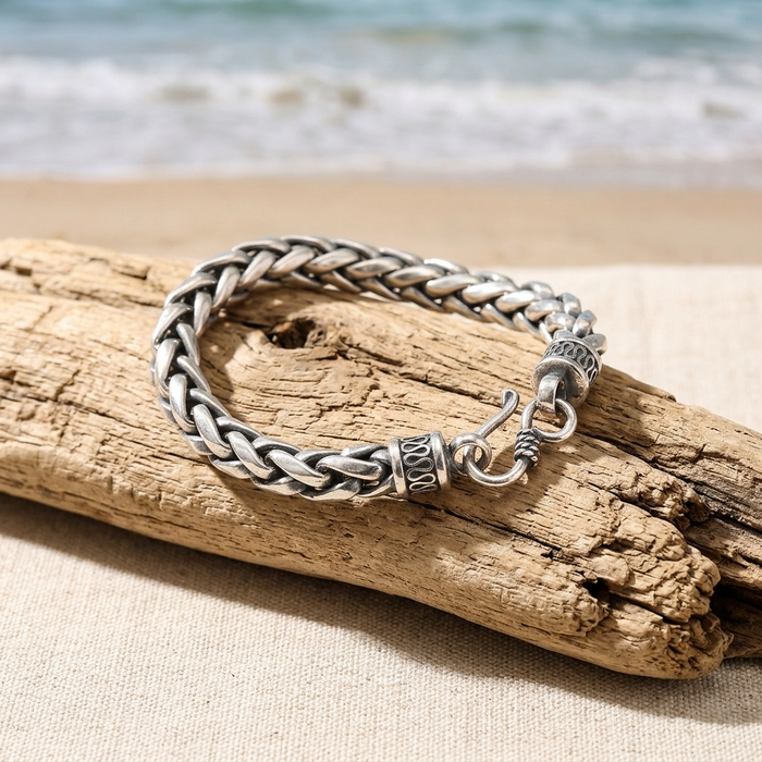 Men's Geometric Woven Punk Bracelet – Electroplated Alloy Bangle