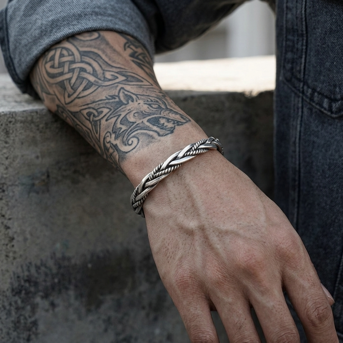 Men's Handmade Hemp Rope Bracelet – Titanium Steel Boho Wristband