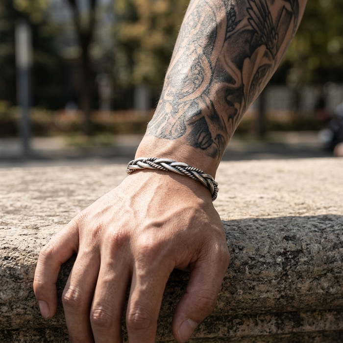 Men's Handmade Hemp Rope Bracelet – Titanium Steel Boho Wristband