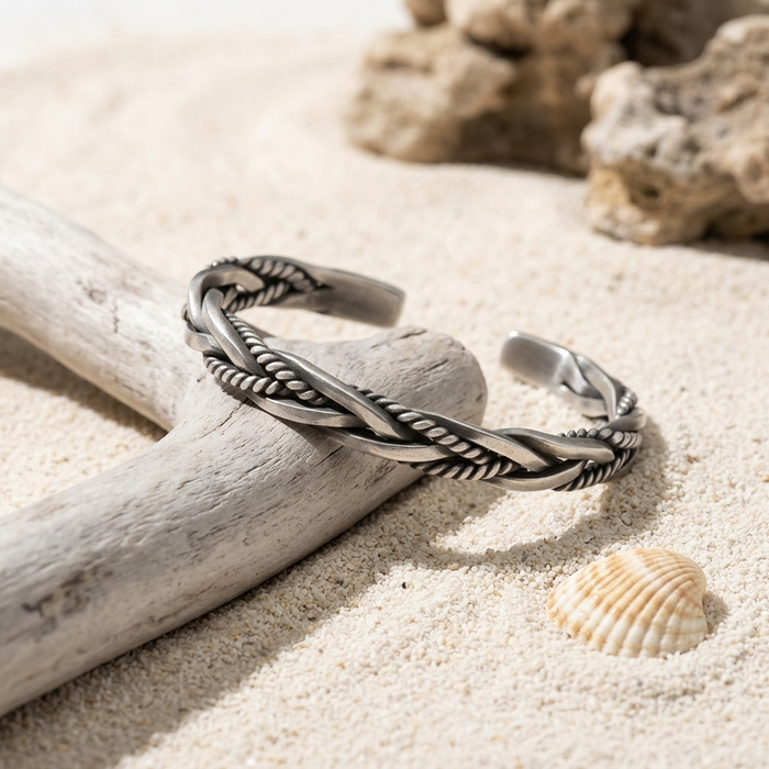 Men's Handmade Hemp Rope Bracelet – Titanium Steel Boho Wristband