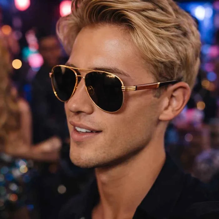 Men's Heart-Shaped Natural Crystal Sunglasses – UV390 Protection