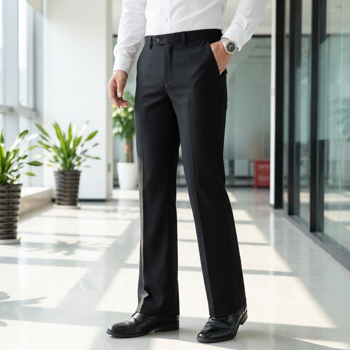 Men's High-Waist Straight-Leg Business Pants – Slim Flare Trousers