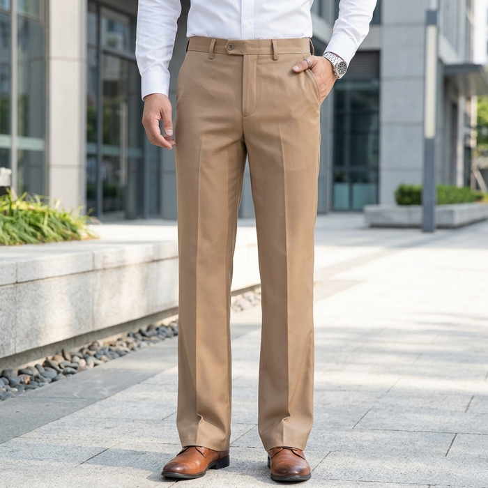 Men's High-Waist Straight-Leg Business Pants – Slim Flare Trousers