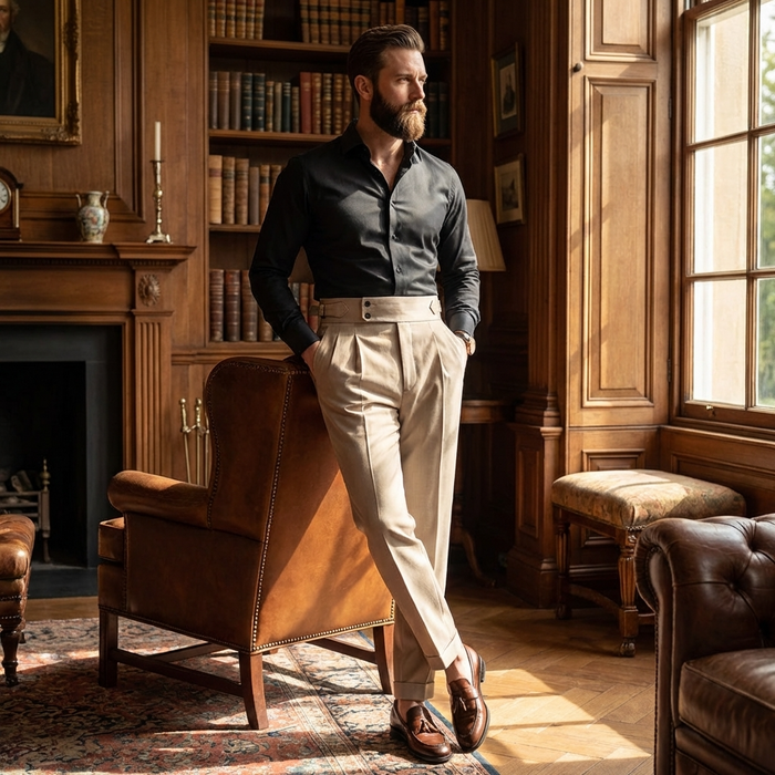 Men's High-Waisted Slim Fit Business Trousers – Wrinkle-Resistant Stretch Formal Office Pants