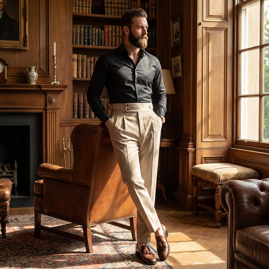 Men's High-Waisted Slim Fit Business Trousers – Wrinkle-Resistant Stretch Formal Office Pants