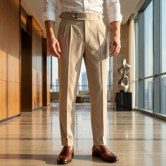 Men's High-Waisted Slim Fit Business Trousers – Wrinkle-Resistant Stretch Formal Office Pants