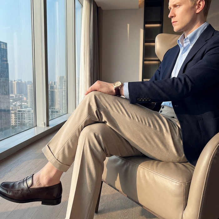 Men's High-Waisted Slim Fit Business Trousers – Wrinkle-Resistant Stretch Formal Office Pants