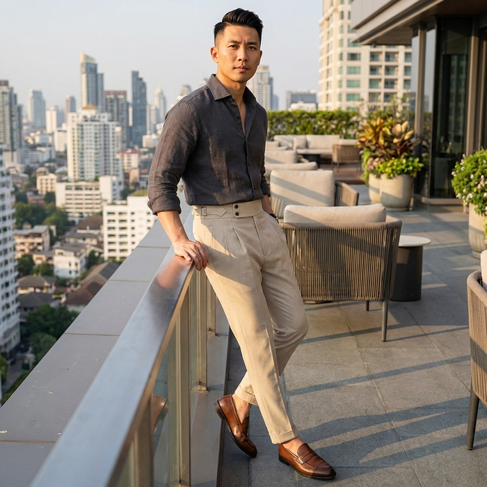 Men's High-Waisted Slim Fit Business Trousers – Wrinkle-Resistant Stretch Formal Office Pants