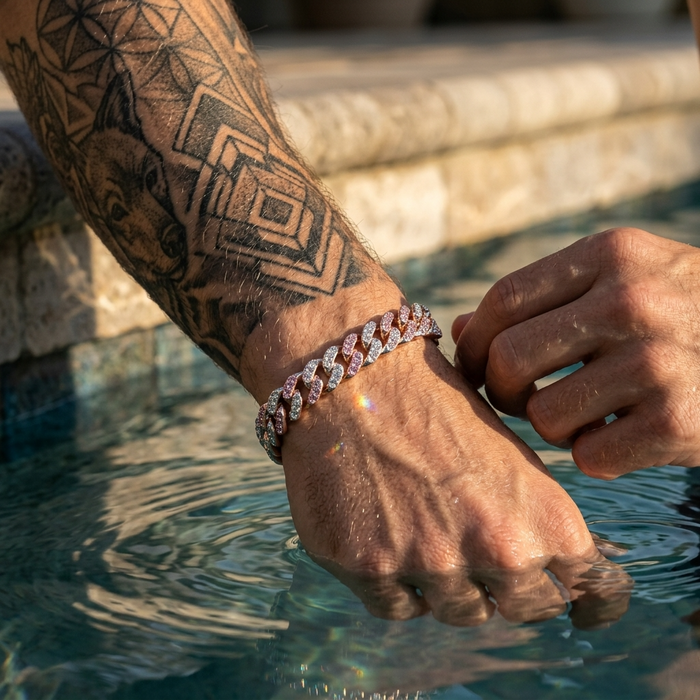 silver two-color diamond bracelet 7 inch