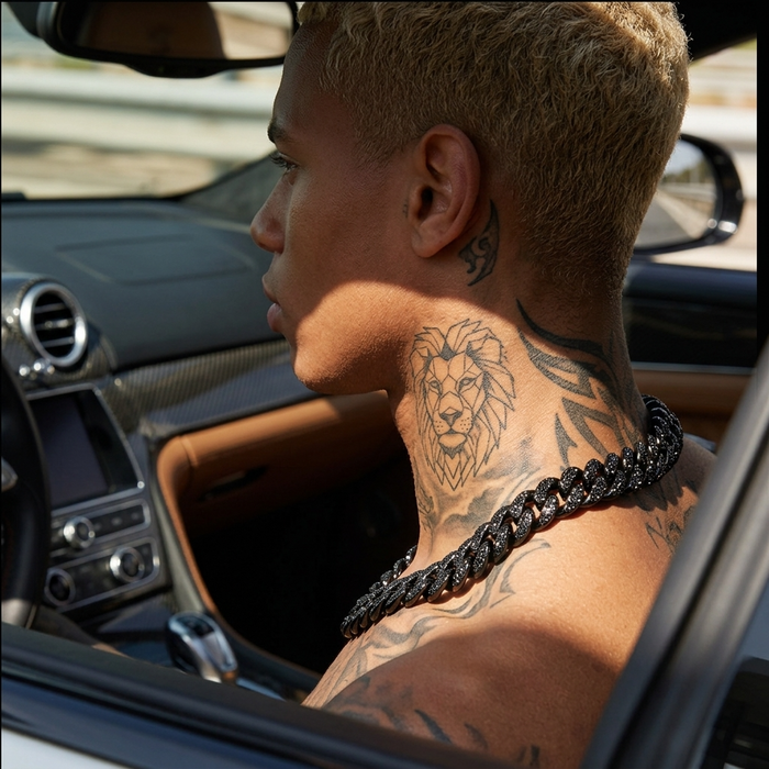 Men's Hip-Hop Full Diamond Cuban Black Chain Necklace