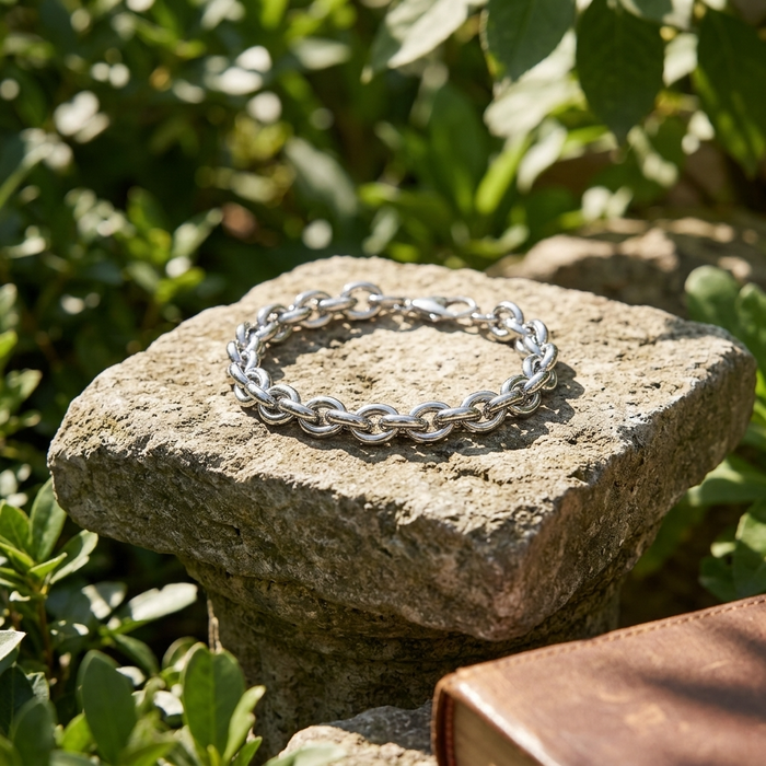 Men's Hip-Hop Titanium Steel Chain Bracelet – Bold Urban Non-Fading Polished Bangle, 19cm or 21cm