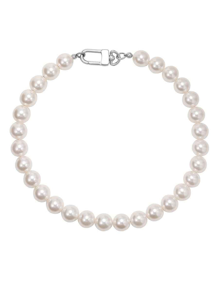 Men's Imitation Pearl Beaded Necklace – 12mm/14mm High-Luster Hip-Hop Retro Chain