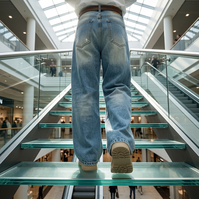Men's Korean Style Loose Straight-Leg Jeans | Washed Blue Denim