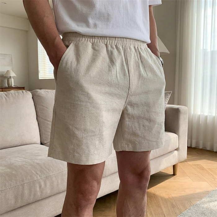 Men’s Linen Blend Casual Shorts – 55% Linen Straight Fit Summer Shorts with Breathable Cotton Mix