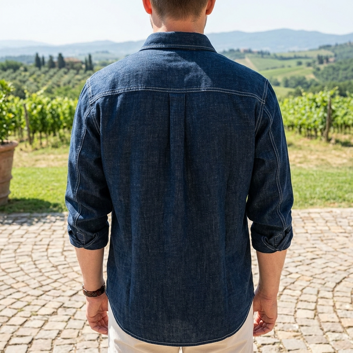Men's Linen-Blend Long Sleeve Shirt – Breathable Lapel Collar Casual Button-Up