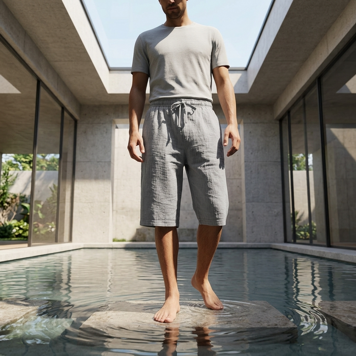 Men's Linen Drawstring Shorts – Breathable Elastic Waist Summer Shorts