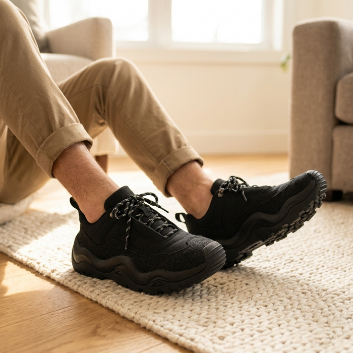 Men's Low Top Thick Sole Casual Sneakers – Retro Lace-Up Shoes with Breathable Mesh Interior & Rubber Sole