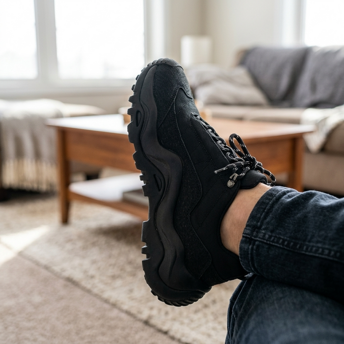Men's Low Top Thick Sole Casual Sneakers – Retro Lace-Up Shoes with Breathable Mesh Interior & Rubber Sole