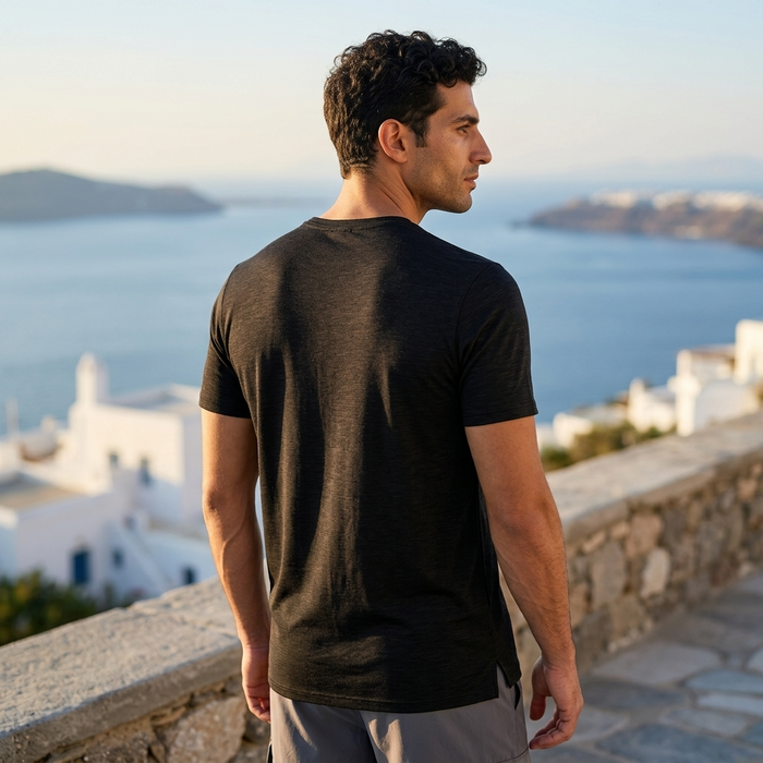 Men's Lyocell Merino Wool Blend T-Shirt – Moisture-Wicking Short Sleeve