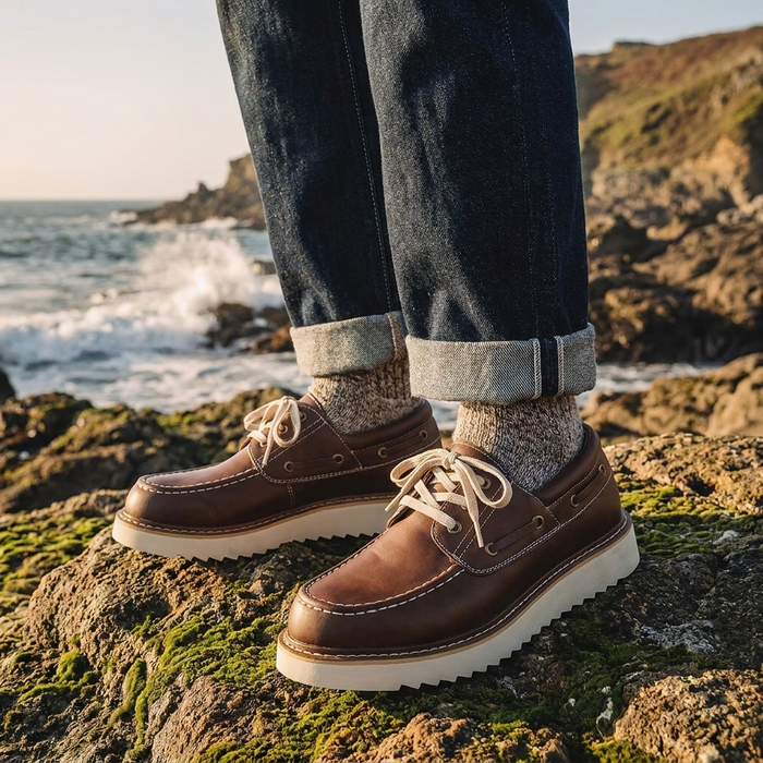 Men's Marker Shoes – Premium Double-Layer Cowhide Upper, Reinforced Toe Cap, Oil-Resistant Sole, Wax-Treated Waterproof