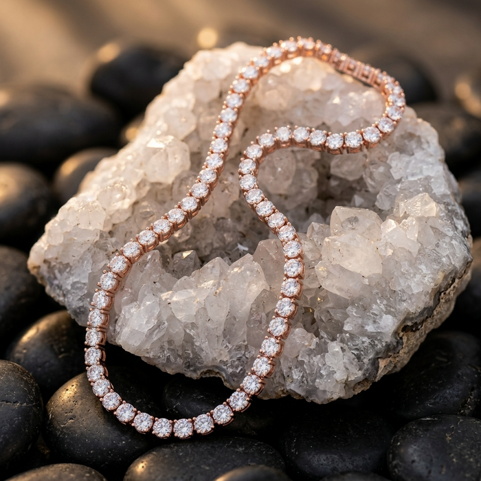 Men's Micro-Paved Copper Zirconia Tennis Chain – Spring Clasp Necklace