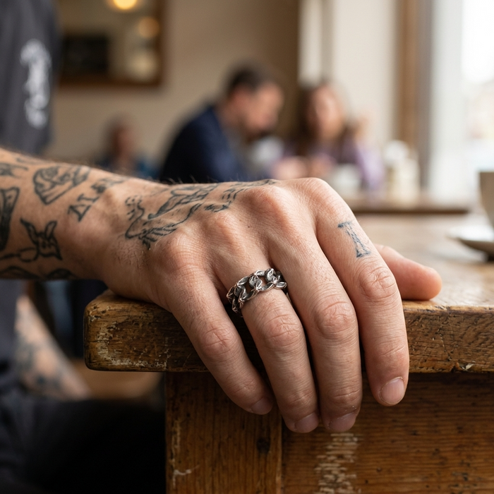 Men's Minimalist Stainless Steel Layered Ring – Stackable Street Style
