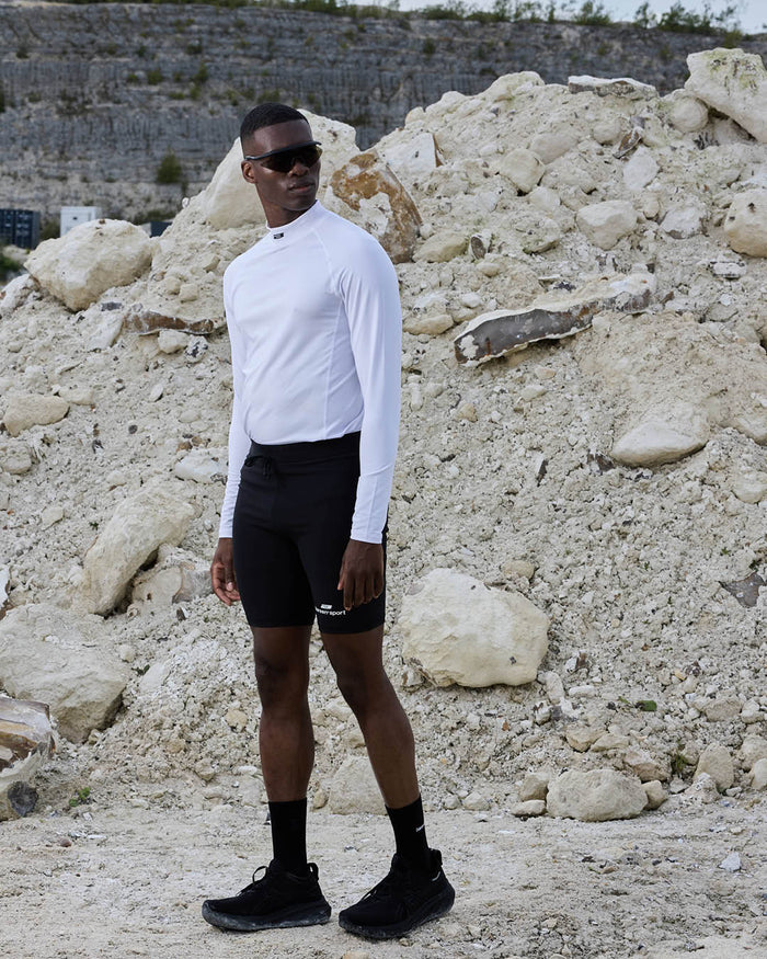 Men's Mock Neck Base Layer - White