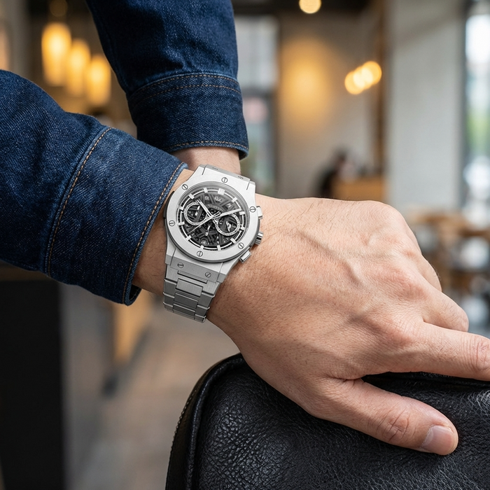 Men's Multifunction Waterproof Luminous Chronograph Watch – 42mm Quartz Calendar Stainless Steel Strap Sport Business Timepiece