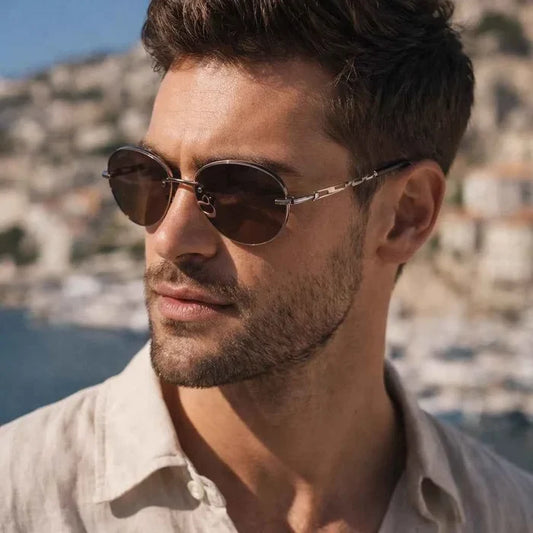 Men's Natural Crystal Aviator Sunglasses – Retro Pilot Style with UV Protection