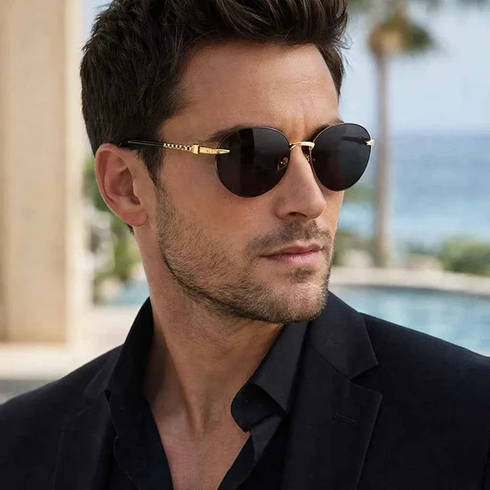 Men's Natural Crystal Aviator Sunglasses – Retro Pilot Style with UV Protection