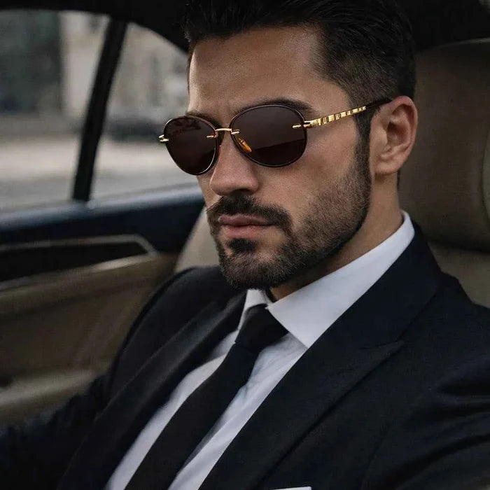 Men's Natural Crystal Aviator Sunglasses – Retro Pilot Style with UV Protection