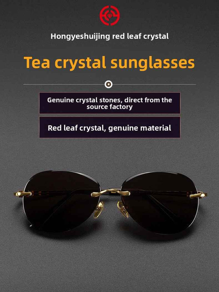 Men's Natural Crystal Aviator Sunglasses – Retro Pilot Style with UV Protection