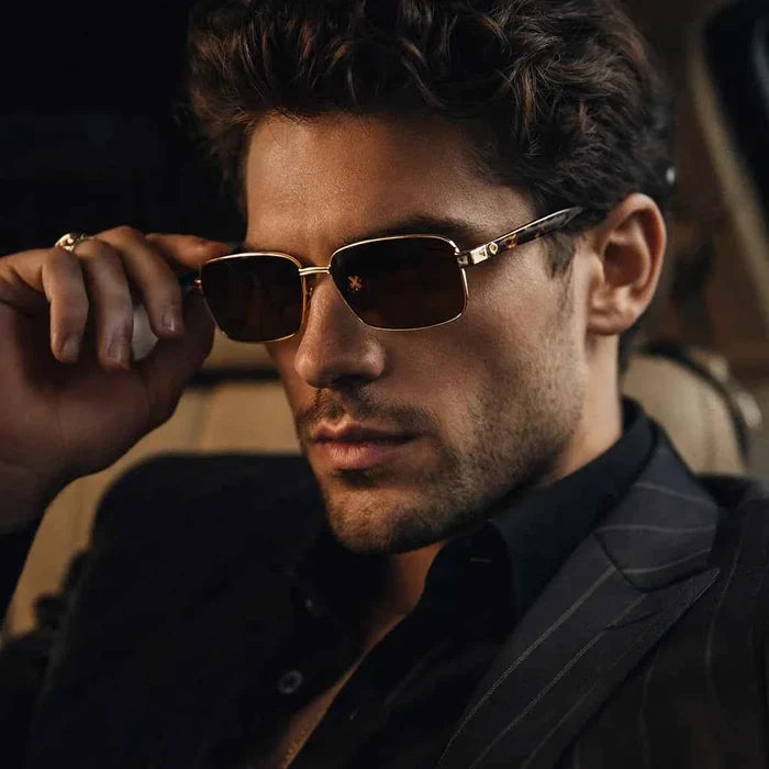 Men's Natural Crystal Polarized Sunglasses — Titanium Semi-Rimless UV400