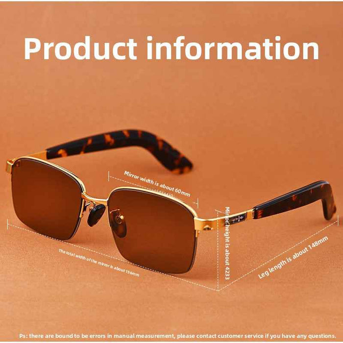 Men's Natural Crystal Polarized Sunglasses — Titanium Semi-Rimless UV400