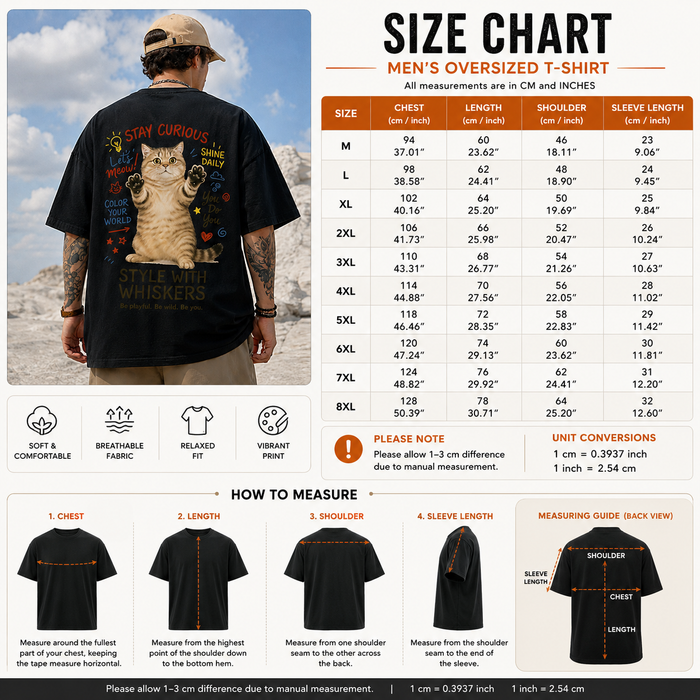 Men's Oversized Graphic Print T-Shirt - Retro Streetwear Tee
