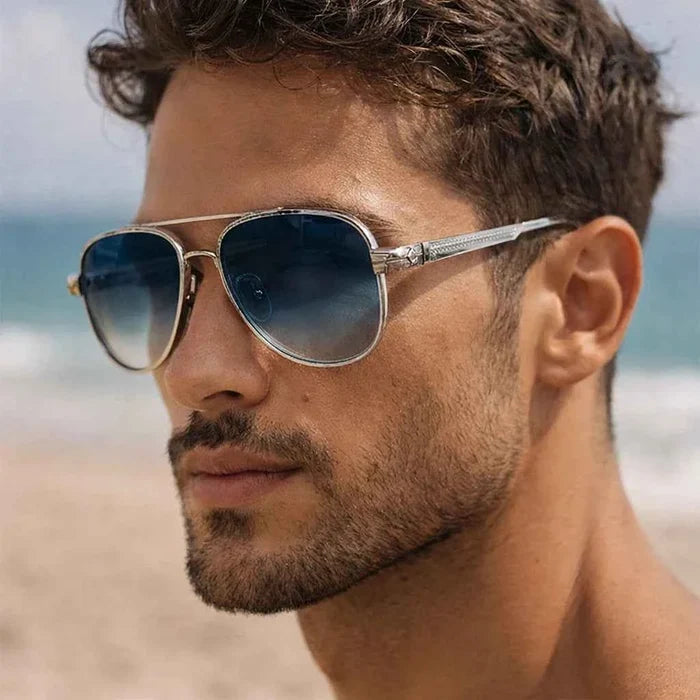 Men’s Pilot-Style Oversized Sunglasses – Pure Titanium Frame Polarized UV Protection Glasses