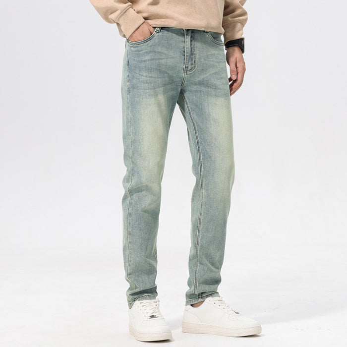 Men’s Premium Straight Leg Denim Pants – Stretch Cotton Jeans with Mid-Rise Fit, Durable Fabric & Versatile Everyday Style