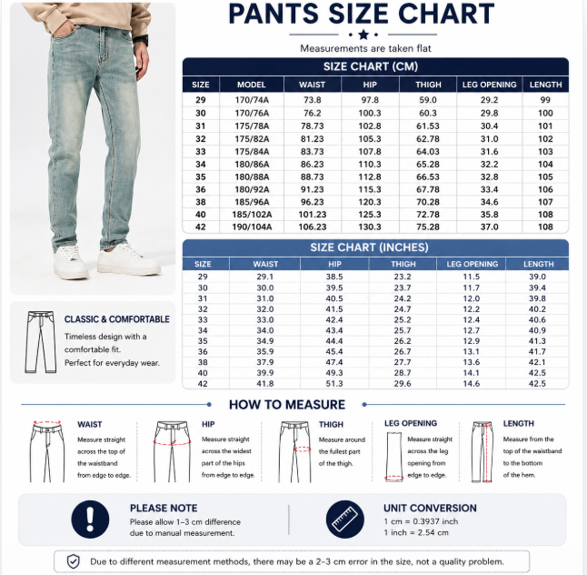 Men’s Premium Straight Leg Denim Pants – Stretch Cotton Jeans with Mid-Rise Fit, Durable Fabric & Versatile Everyday Style