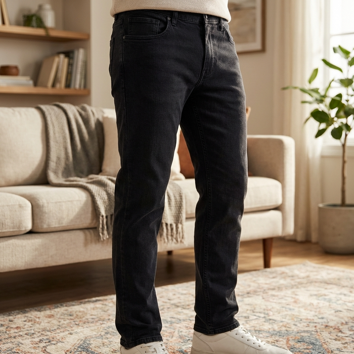 Men’s Premium Straight Leg Denim Pants – Stretch Cotton Jeans with Mid-Rise Fit, Durable Fabric & Versatile Everyday Style