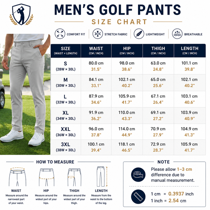 Men's Quick-Dry Breathable Golf Pants – Lightweight Straight Leg