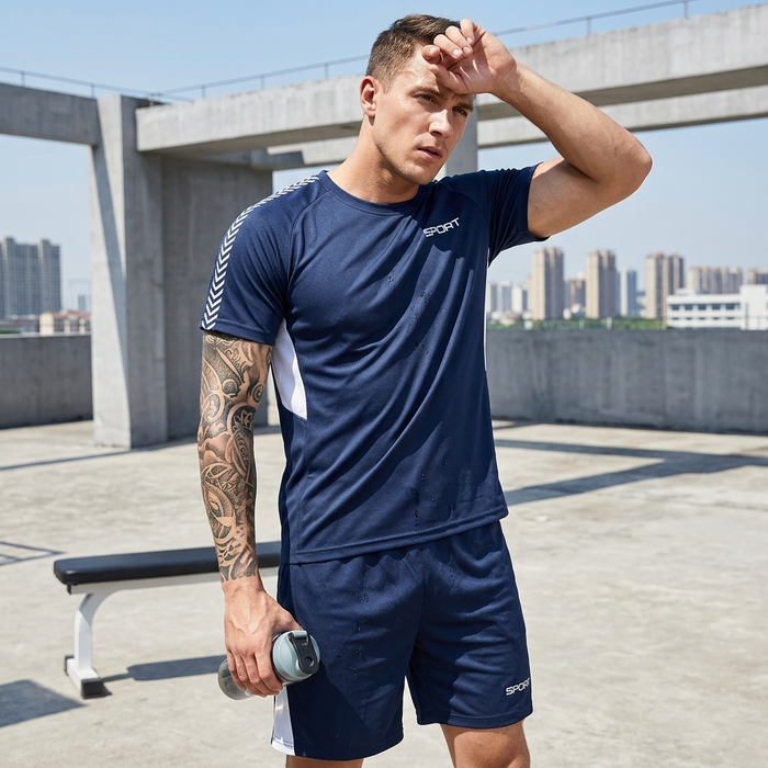 Men's Quick-Dry Sports T-Shirt & Shorts Set – Moisture-Wicking Polyester Activewear
