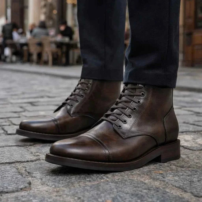 Men's Retro Martin Boots – Classic Lace-Up PU Leather Ankle Boots, Rubber Sole, EU 38–48, 10 Colors