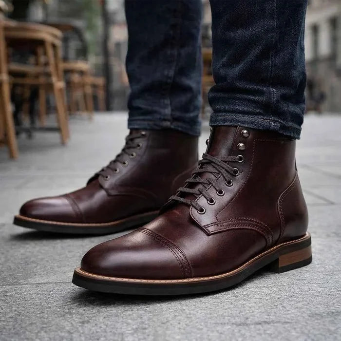 Men's Retro Martin Boots – Classic Lace-Up PU Leather Ankle Boots, Rubber Sole, EU 38–48, 10 Colors