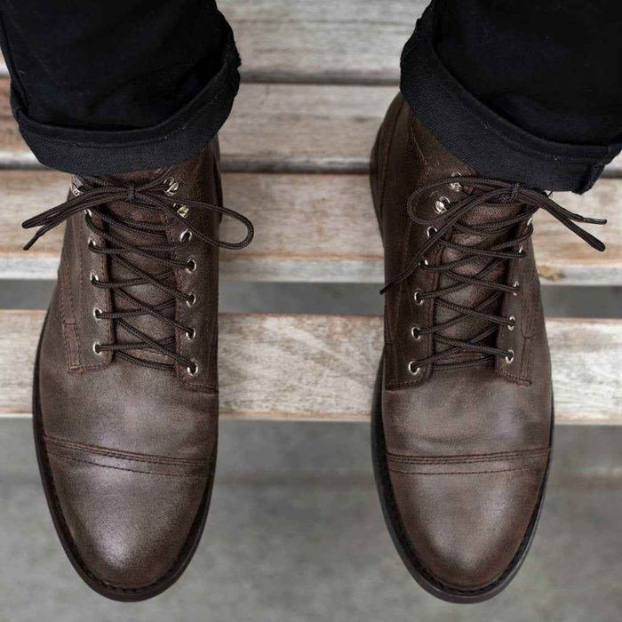 Men's Retro Martin Boots – Classic Lace-Up PU Leather Ankle Boots, Rubber Sole, EU 38–48, 10 Colors