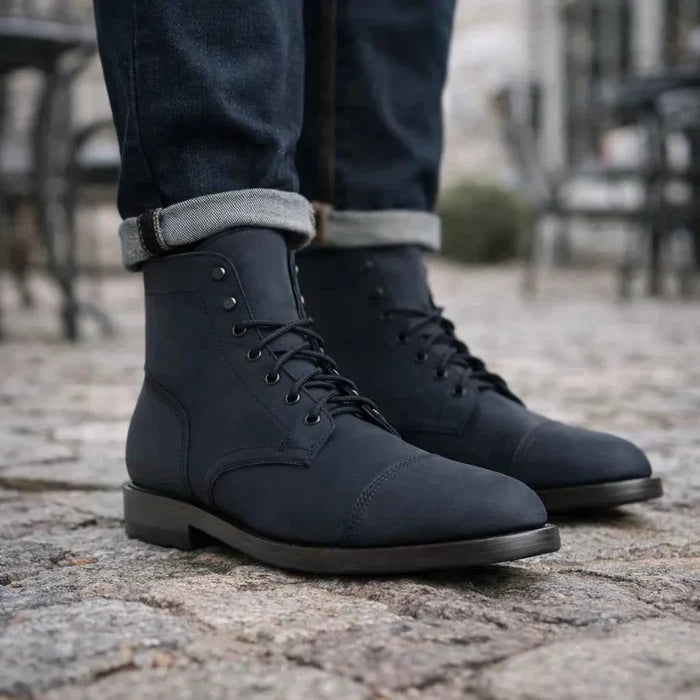 Men's Retro Martin Boots – Classic Lace-Up PU Leather Ankle Boots, Rubber Sole, EU 38–48, 10 Colors