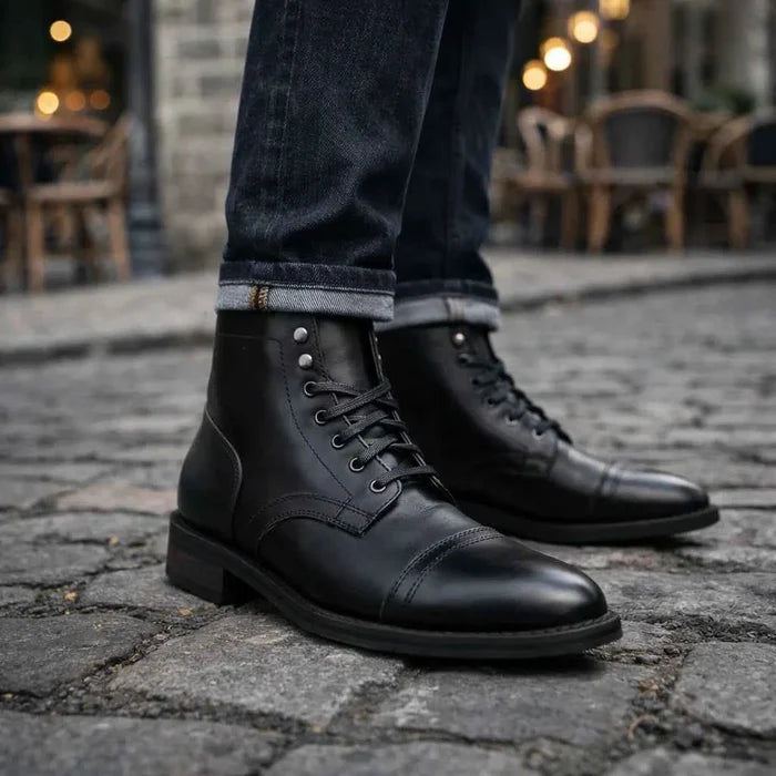 Men's Retro Martin Boots – Classic Lace-Up PU Leather Ankle Boots, Rubber Sole, EU 38–48, 10 Colors