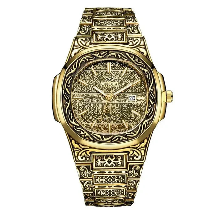 Men's Retro Watch ONOLA 3808 Waterproof Quartz with Steel Strip and Custom Muslim Azan Feature - Allen-Fitness